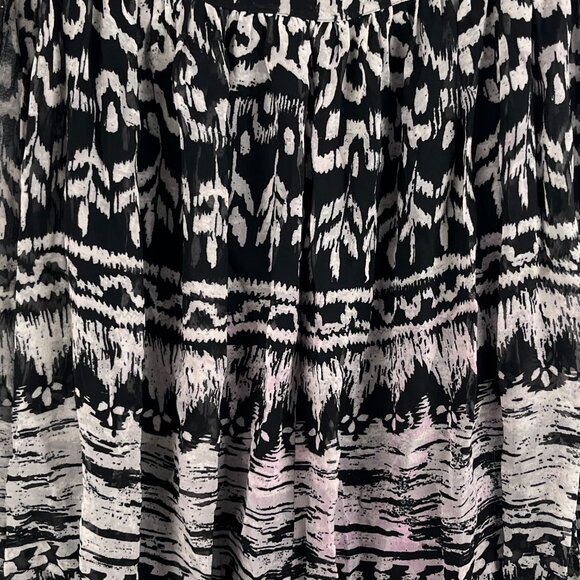 Nine West Flare Skirt Size 6 Elastic Waist 28in Black Gray Pull On Lined Silk - Picture 8 of 9